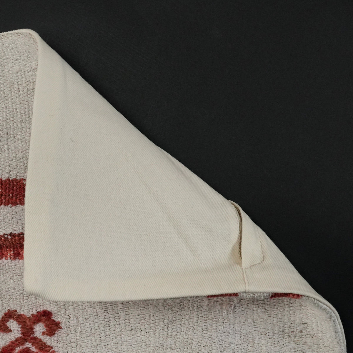 Cream Striped Handwoven Wool Cushion Covers, Set of Two