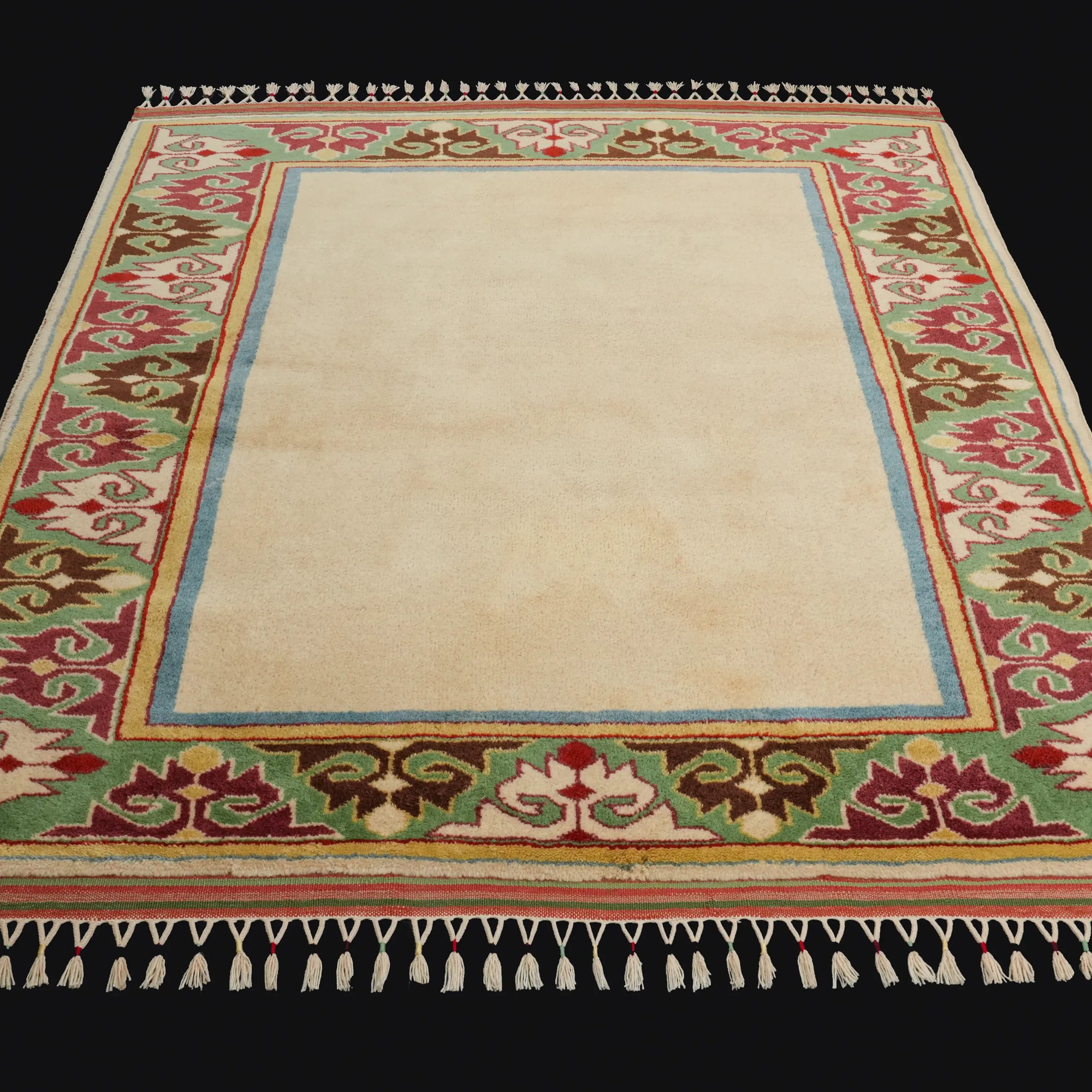 İkinci El Anadolu Desenli El Dokuma Krem Yörük Halısı — 173x184 cm