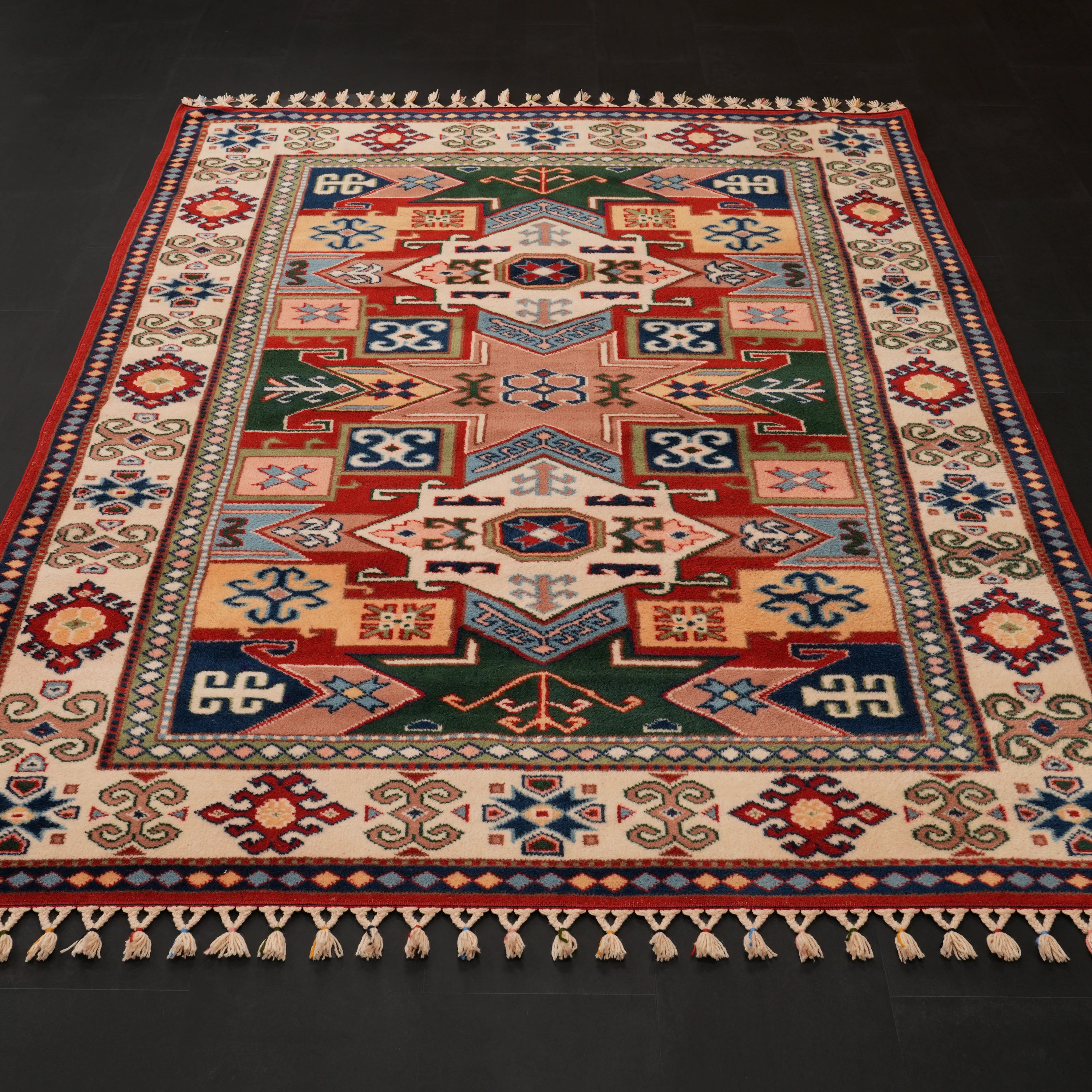 Second-Hand Handwoven Cream Wool Yörük Rug with Anatolian Pattern