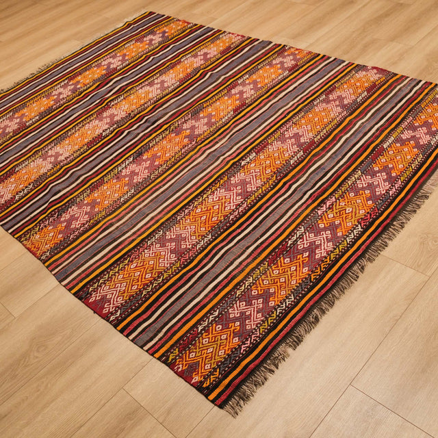 İkinci El Anadolu Desenli El Dokuma Rengarenk Cicim Kilim, 167x238 cm — Halıcızade