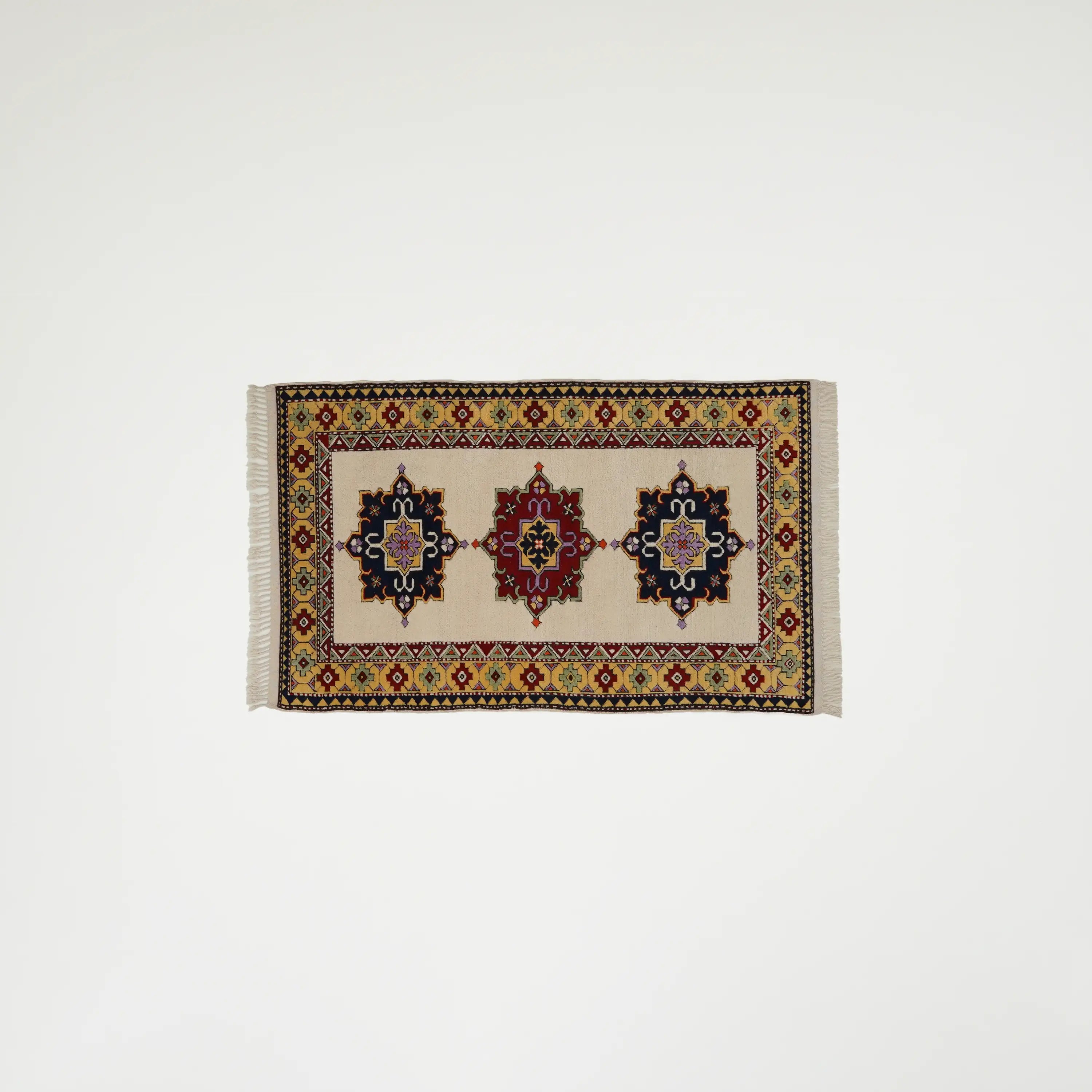 İkinci El Anadolu Desenli El Dokuma Rengarenk Yün Yörük Halısı