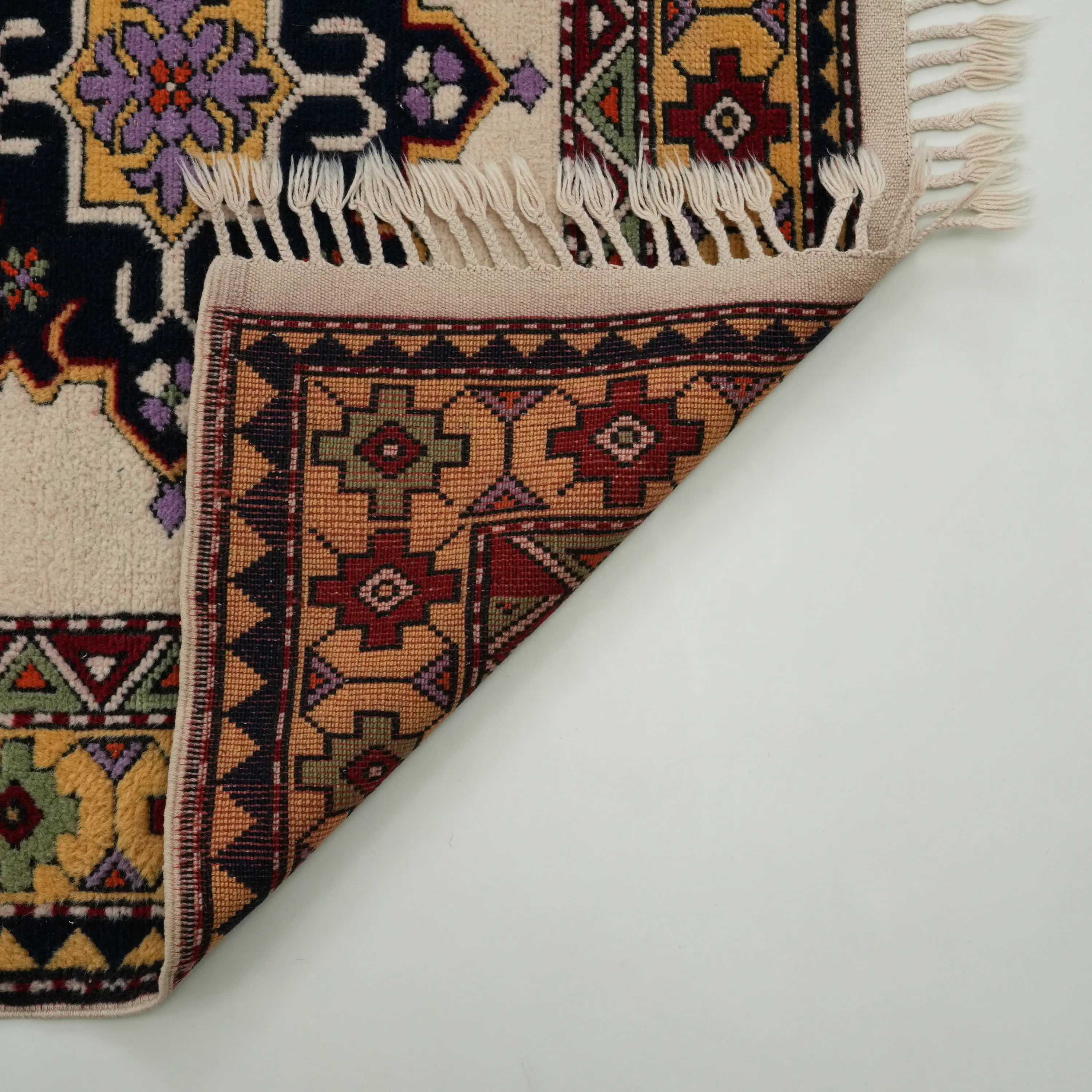 İkinci El Anadolu Desenli El Dokuma Rengarenk Yün Yörük Halısı