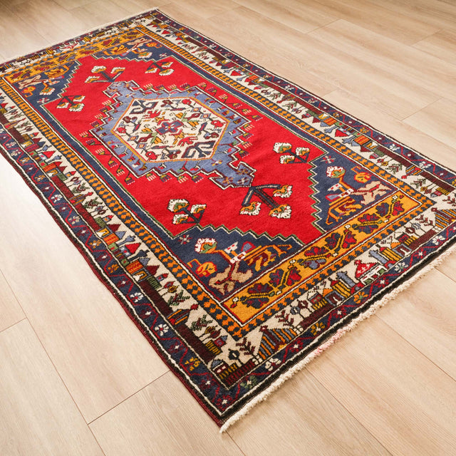 İkinci El Anadolu Desenli El Dokuma Yahyalı Rengarenk Halı, 112x210 cm — Halıcızade
