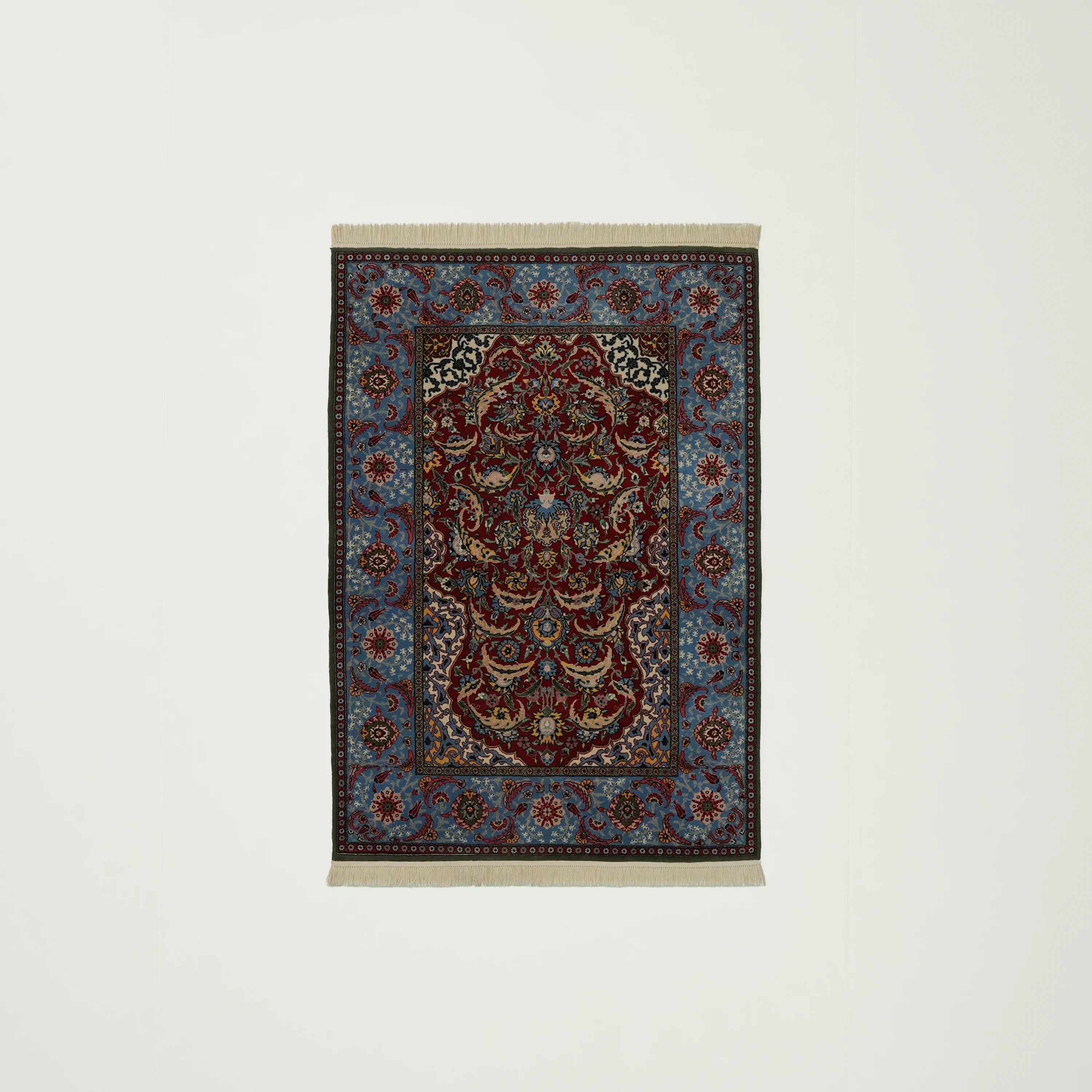 İkinci El Hereke Çeşmi Bülbül Desenli El Dokuma Lacivert Yün Halı