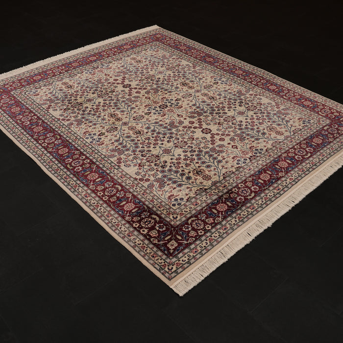 Hereke yedi dağın çiçeği desenli el dokuma yün halı, krem, 191x223 cm — Halıcızade