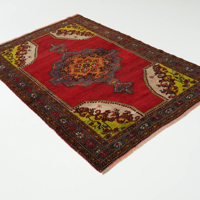 İkinci El Kirmen El Dokuma Kök Boya Nevşehir Derinkuyu Halısı, bordo, 136x222 cm — Halıcızade