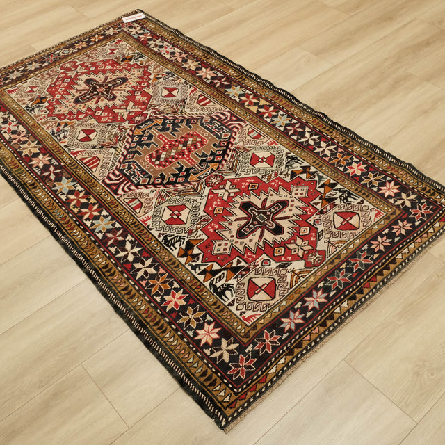 Otantik Desenli Şahseven El Dokuma İpekli Sumak Kilim, rengarenk, 114x198 cm — Halıcızade