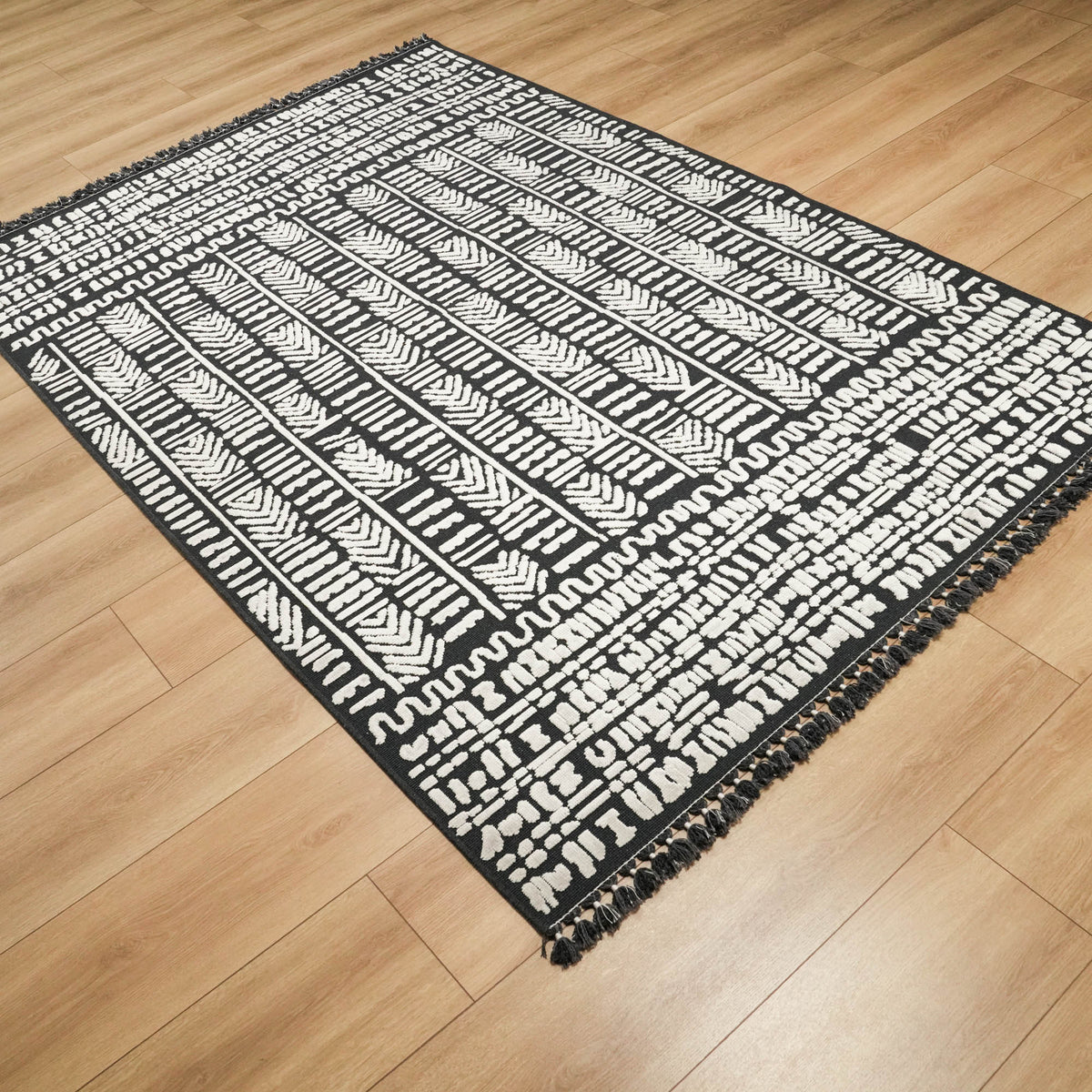 İskandinav Serisi Siyah Pamuk Halı, 170x240 cm — Halıcızade