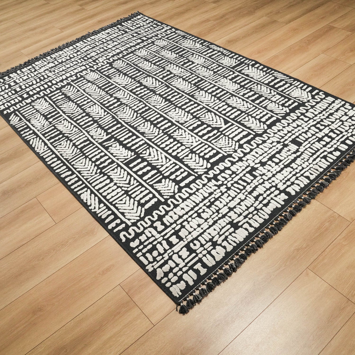 İskandinav Serisi Siyah Pamuk Halı, 170x240 cm — Halıcızade