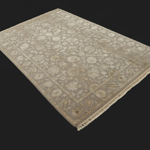 Jaipur Serisi El Dokuma İpekli Uşak Desenli Gri Halı, 168x254 cm — Halıcızade