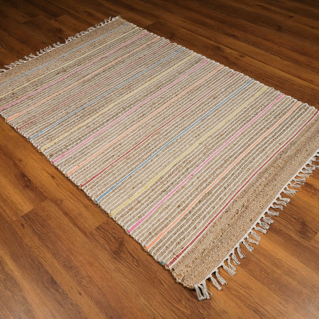 Juno Jüt Serisi Çizgi Desenli El Dokuma Halı, 120×180 – 140×200 cm Halıcızade