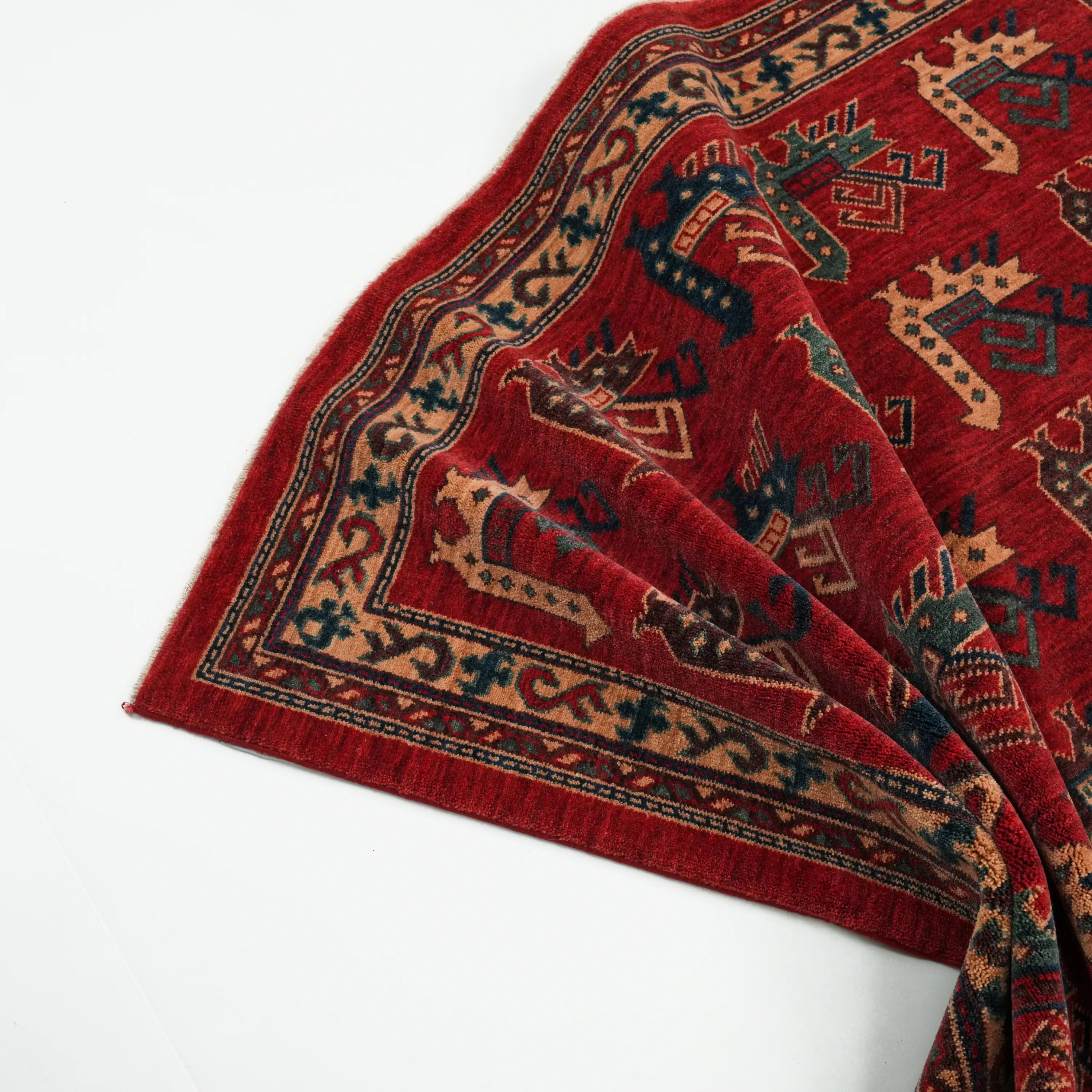 Kadim Serisi Anadolu Desenli Kırmızı Yün Tezgah Dokuma Halı