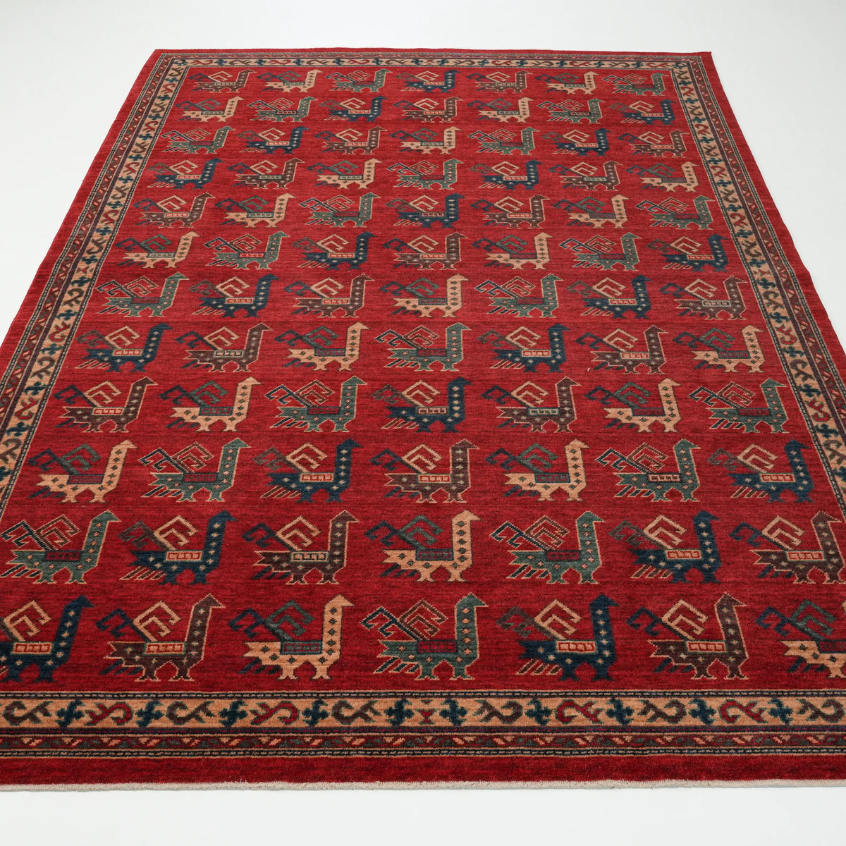 Kadim Serisi Anadolu Desenli Kırmızı Yün Tezgah Dokuma Halı — 200x300 cm