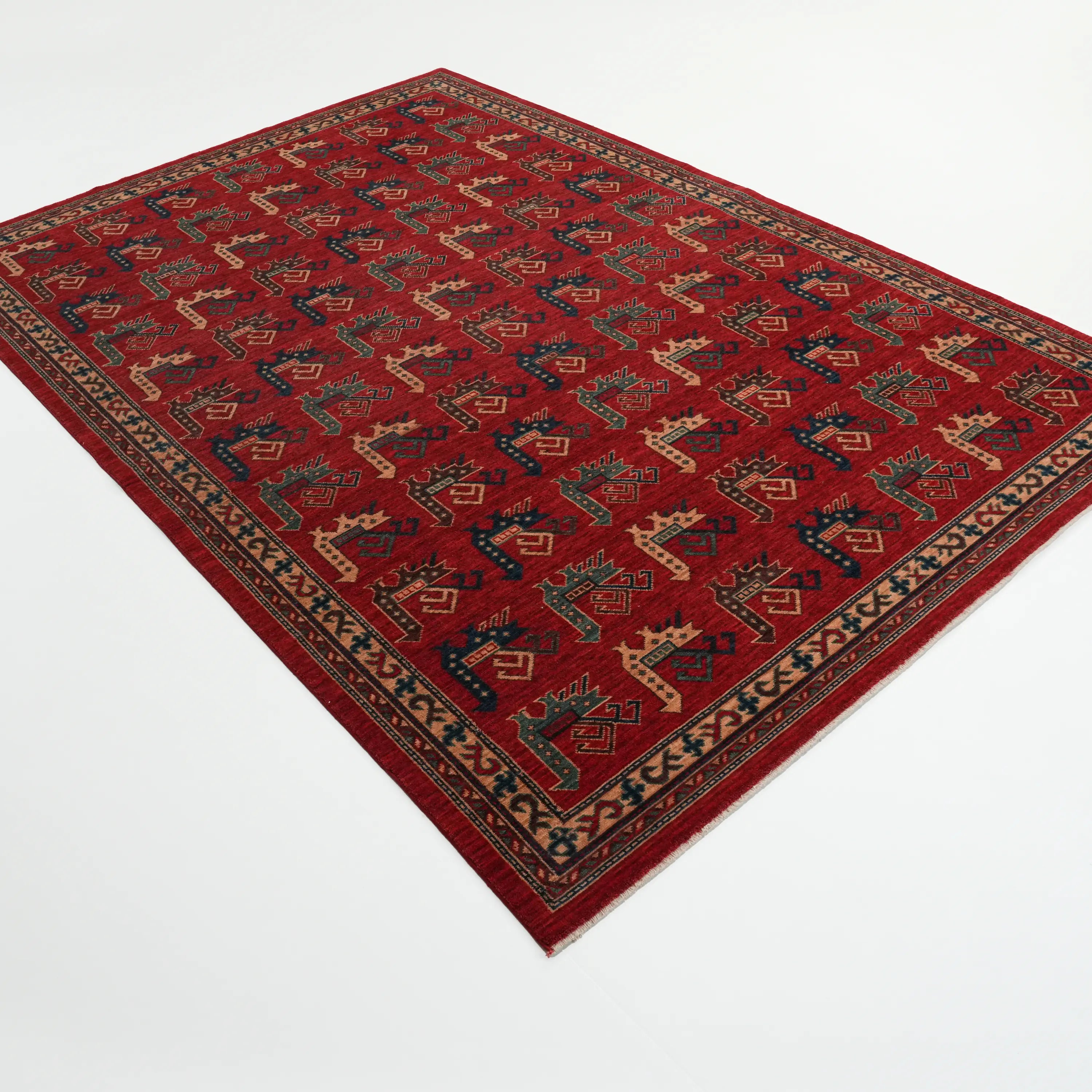 Kadim Serisi Anadolu Desenli Kırmızı Yün Tezgah Dokuma Halı