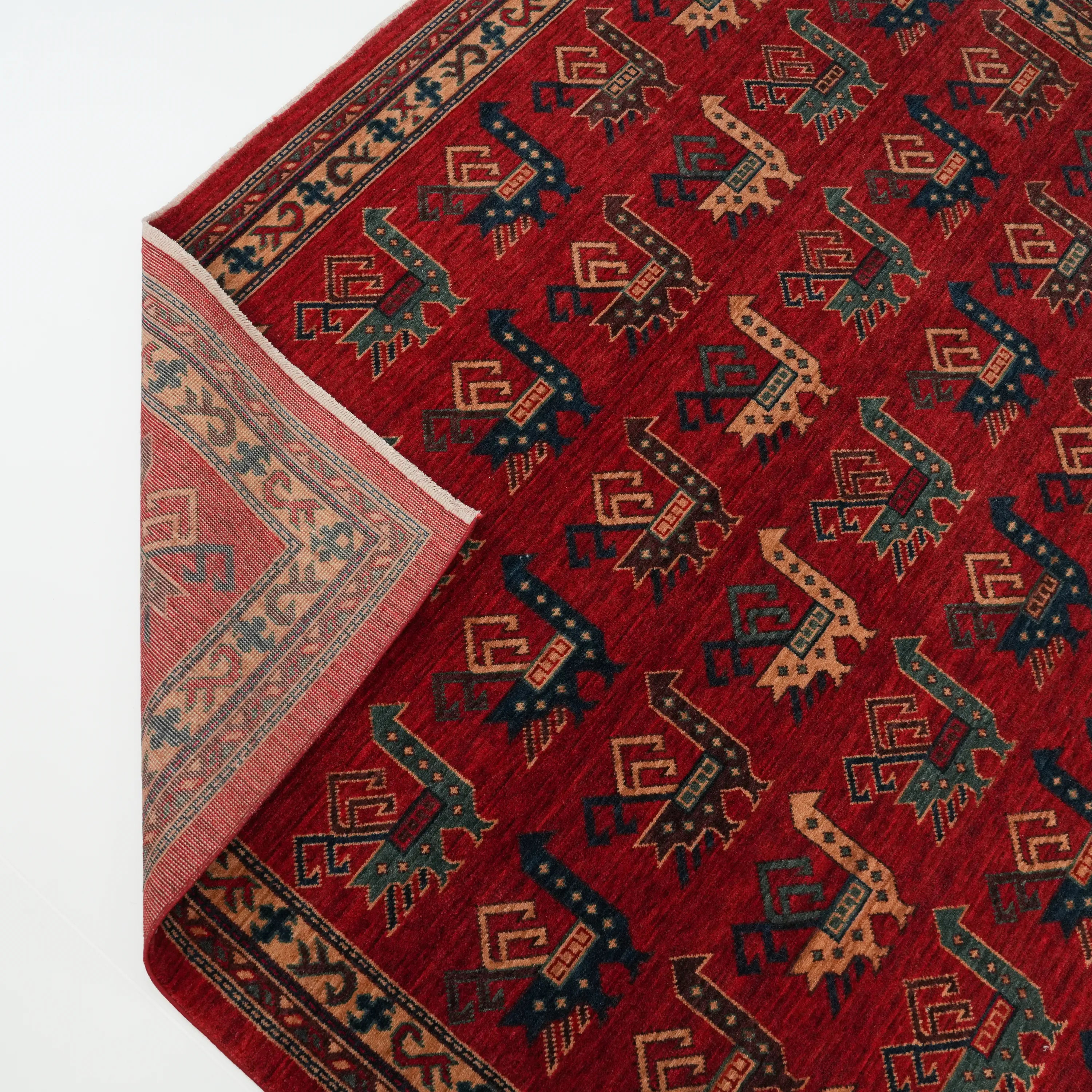 Kadim Serisi Anadolu Desenli Kırmızı Yün Tezgah Dokuma Halı