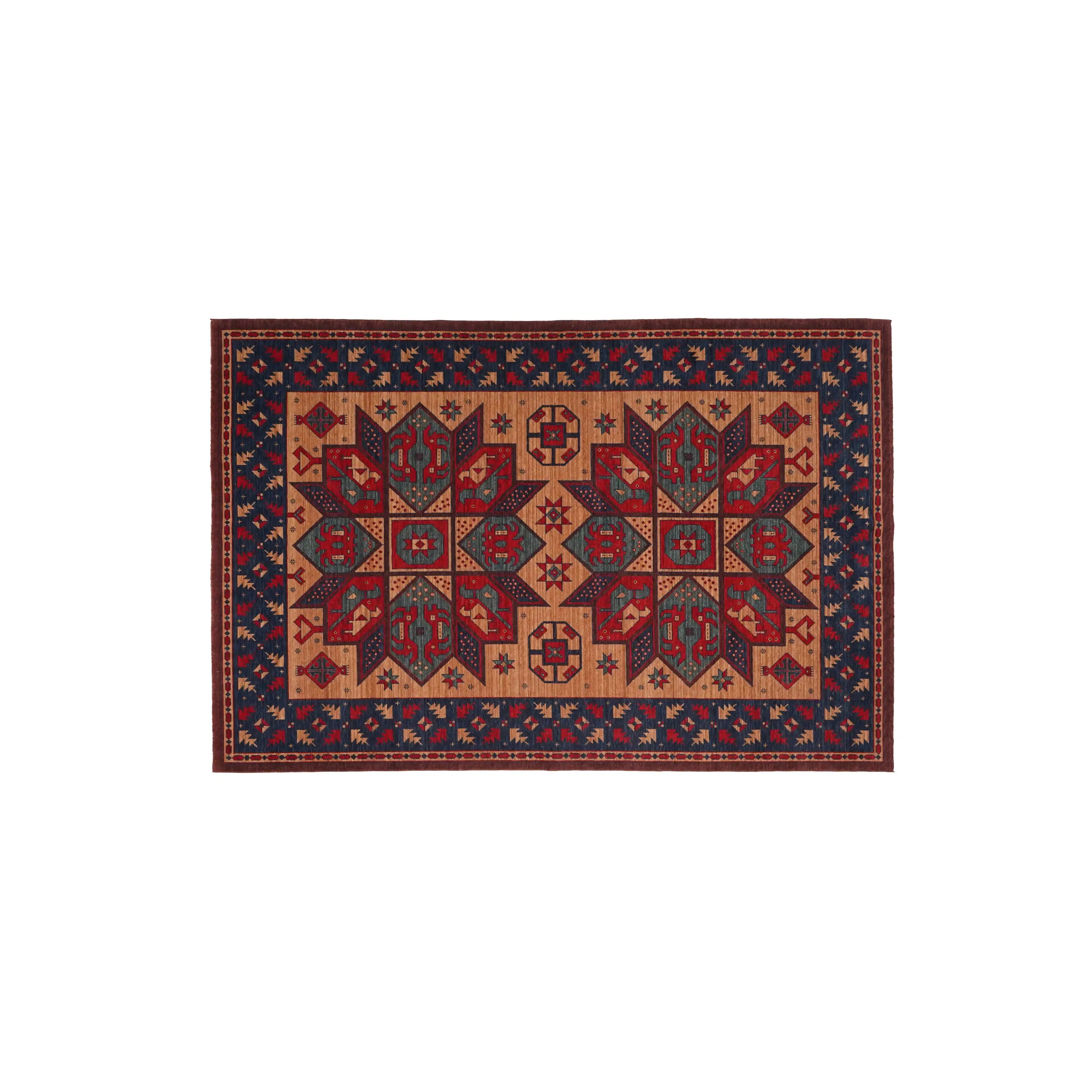 Kadim Series Anatolian Pattern Colorful Wool Loom Woven Rug