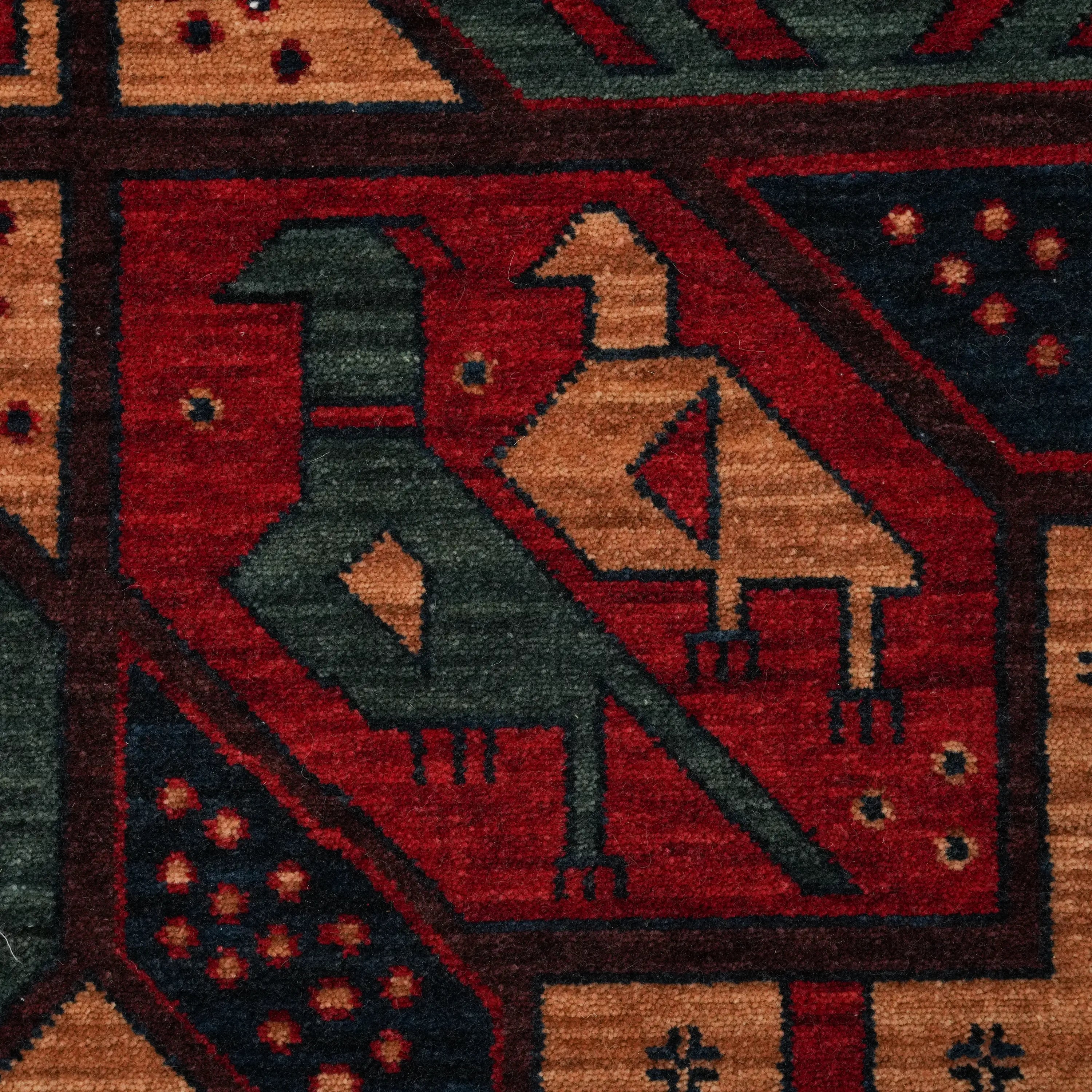 Kadim Series Anatolian Pattern Colorful Wool Loom Woven Rug