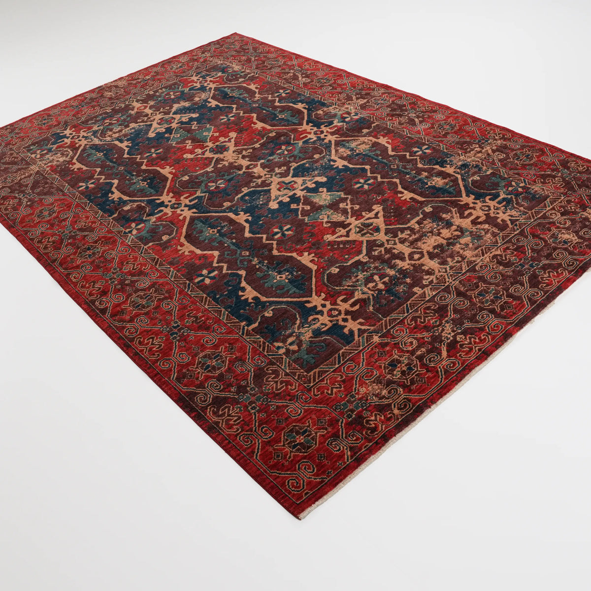 Kadim Serisi Anadolu Desenli Rengarenk Yün Tezgah Dokuma Halı, 200x300 cm — Halıcızade