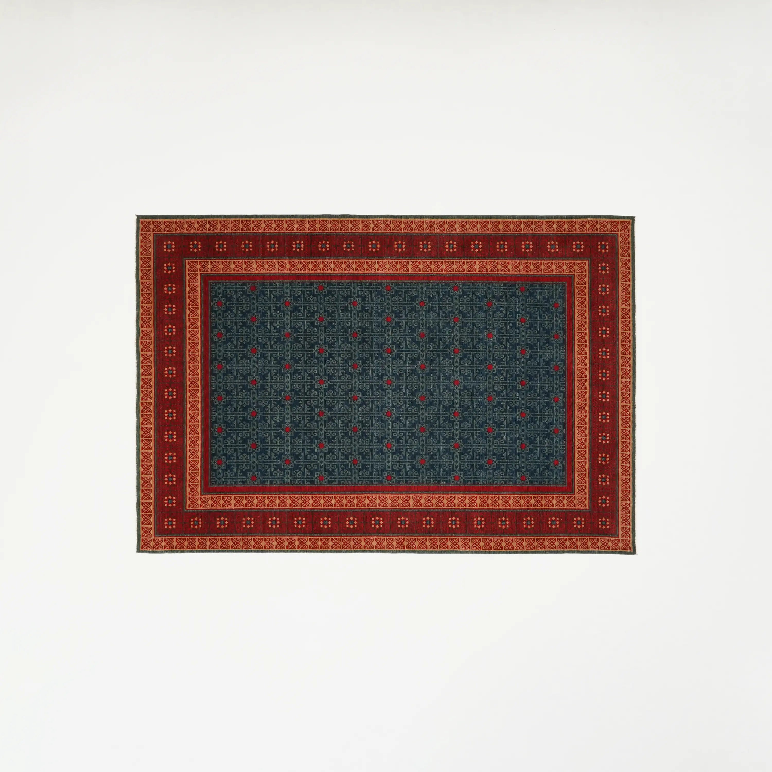 Kadim Serisi Anadolu Desenli Yün Mavi Tezgah Dokuma Halı