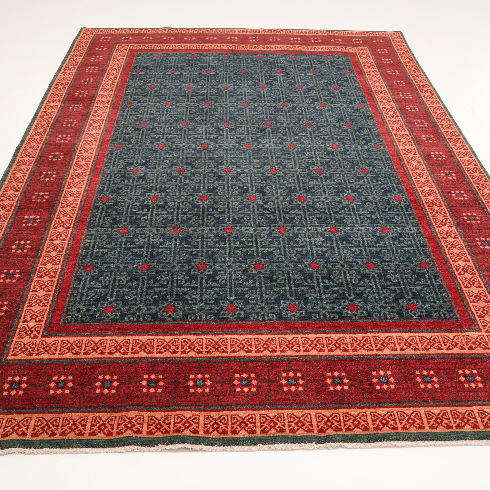 Kadim Serisi Anadolu Desenli Yün Mavi Tezgah Dokuma Halı — 200x300 cm
