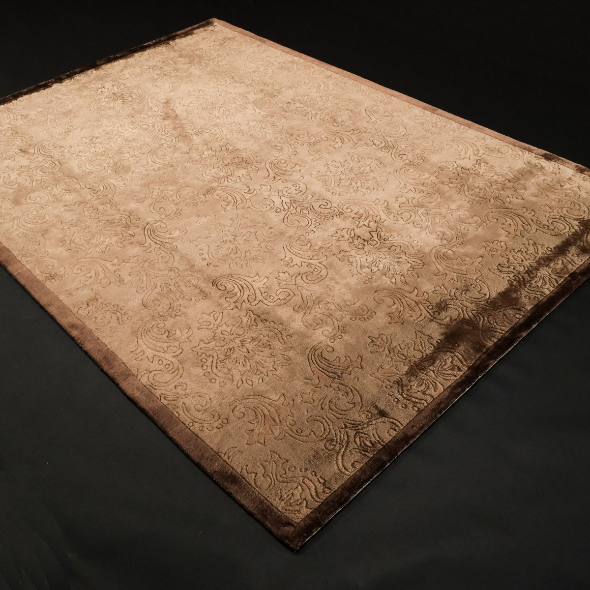 Kahverengi El Dokuma Damask Desenli Halı, 90x150 – 170x240 cm — Halıcızade