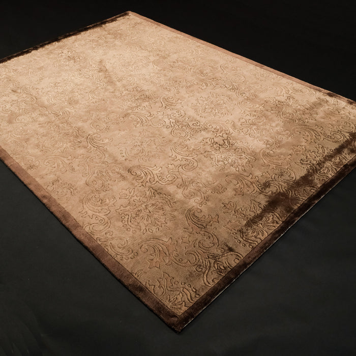 Kahverengi El Dokuma Damask Desenli Halı, 90x150 – 170x240 cm — Halıcızade