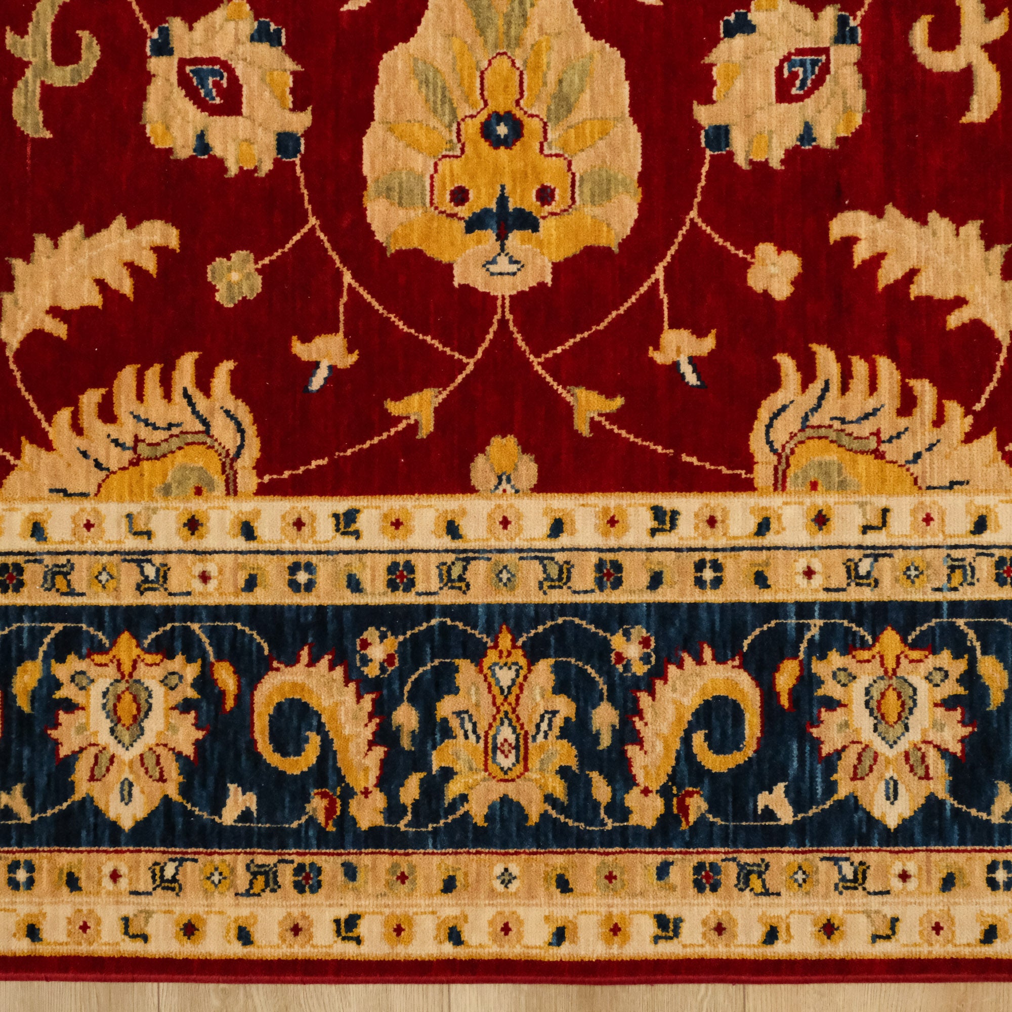 Uşak Patterned Machine Woven Burgundy Wool Carpet