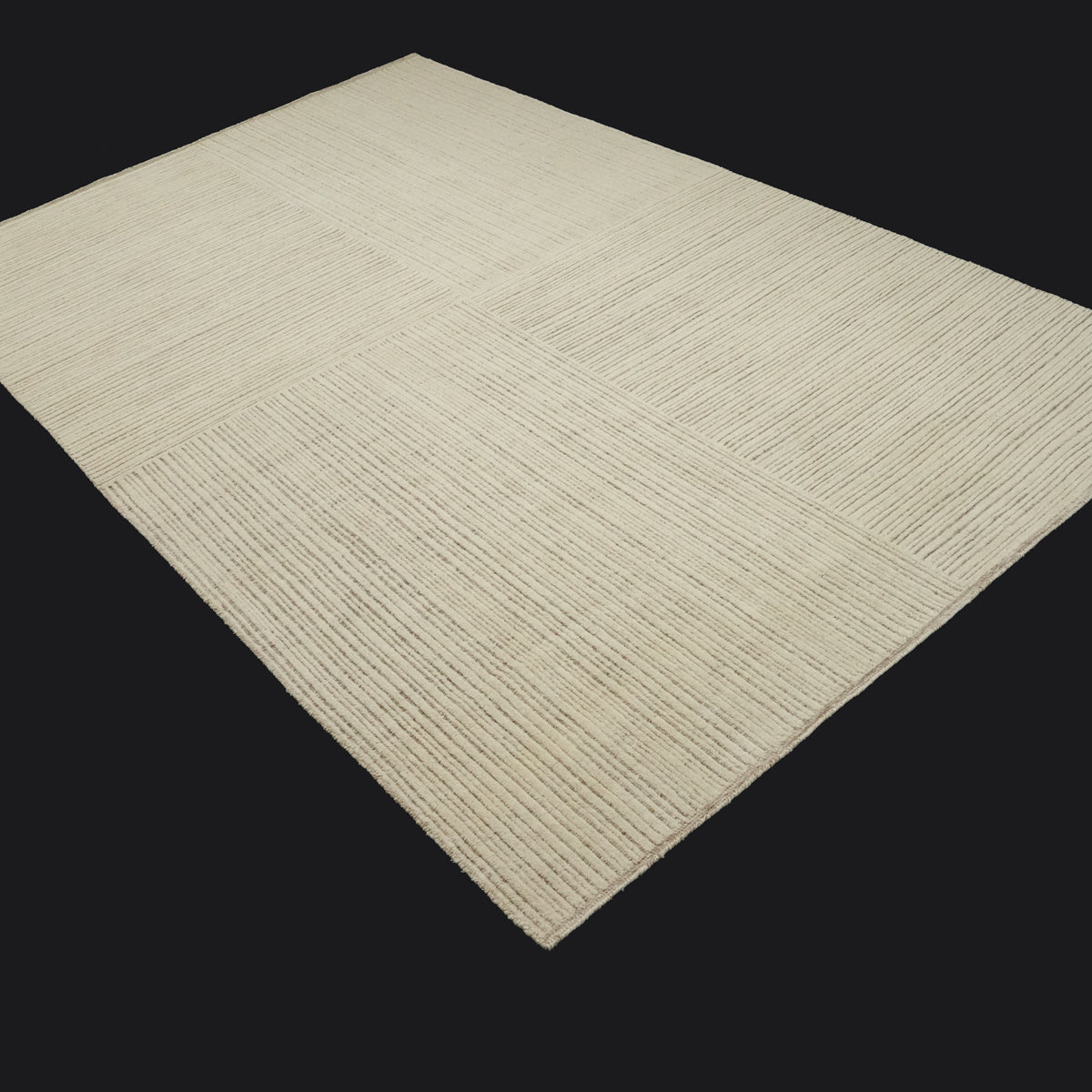 Kapsül Serisi El Dokuma Çizgi Desenli Krem Halı, 200x300 cm — Halıcızade