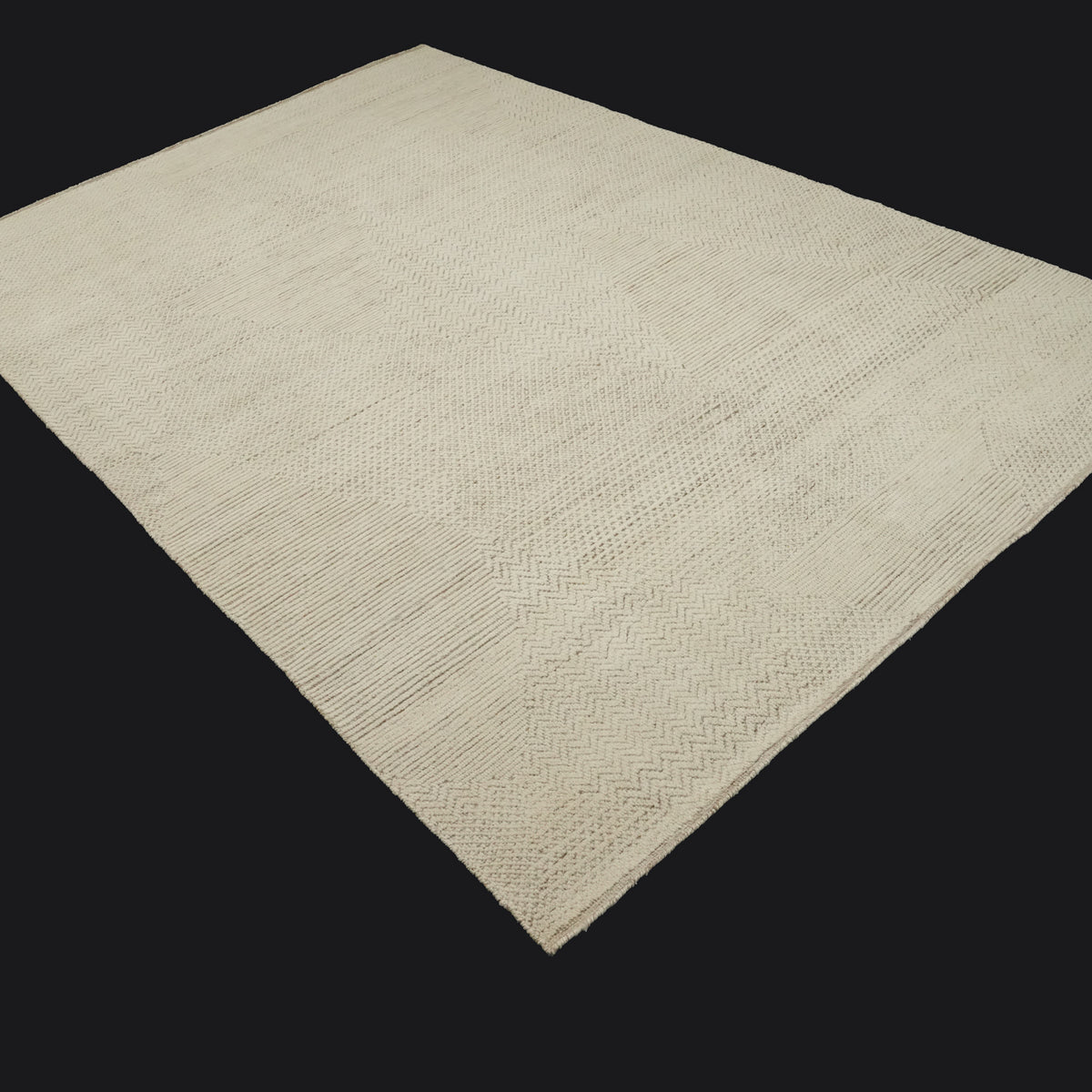 Kapsül Serisi El Dokuma Geometrik Desenli Krem Halı, 200x300 cm — Halıcızade