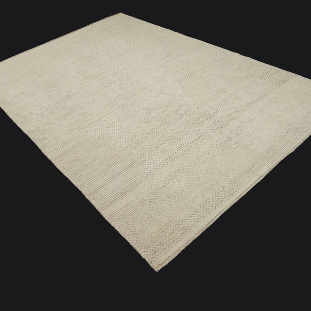 Kapsül Serisi El Dokuma Geometrik Desenli Krem Halı, 200x300 cm — Halıcızade