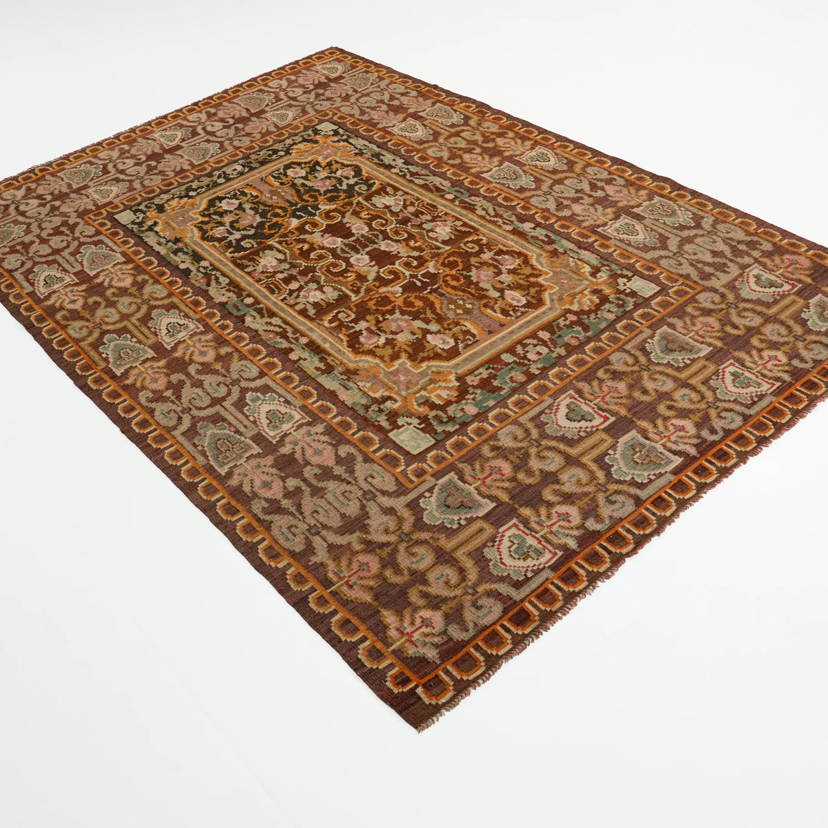 Karabağ Desenli El Dokuma Kahverengi Kilim, 165x247 cm — Halıcızade
