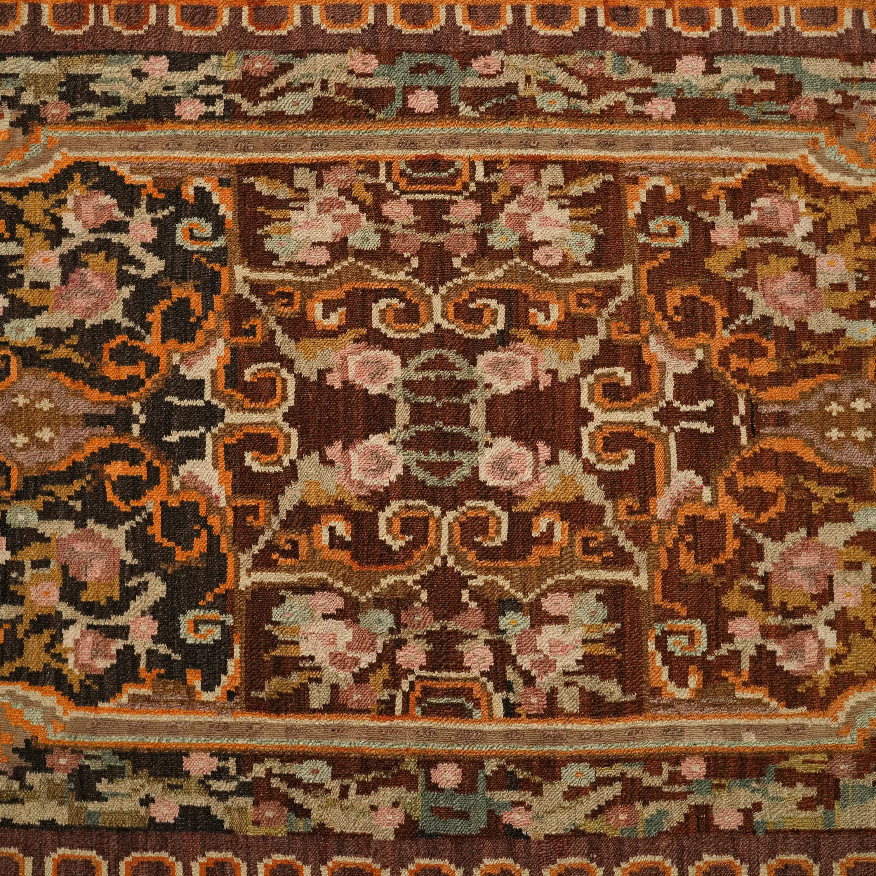 Karabağ Desenli El Dokuma Kahverengi Kilim