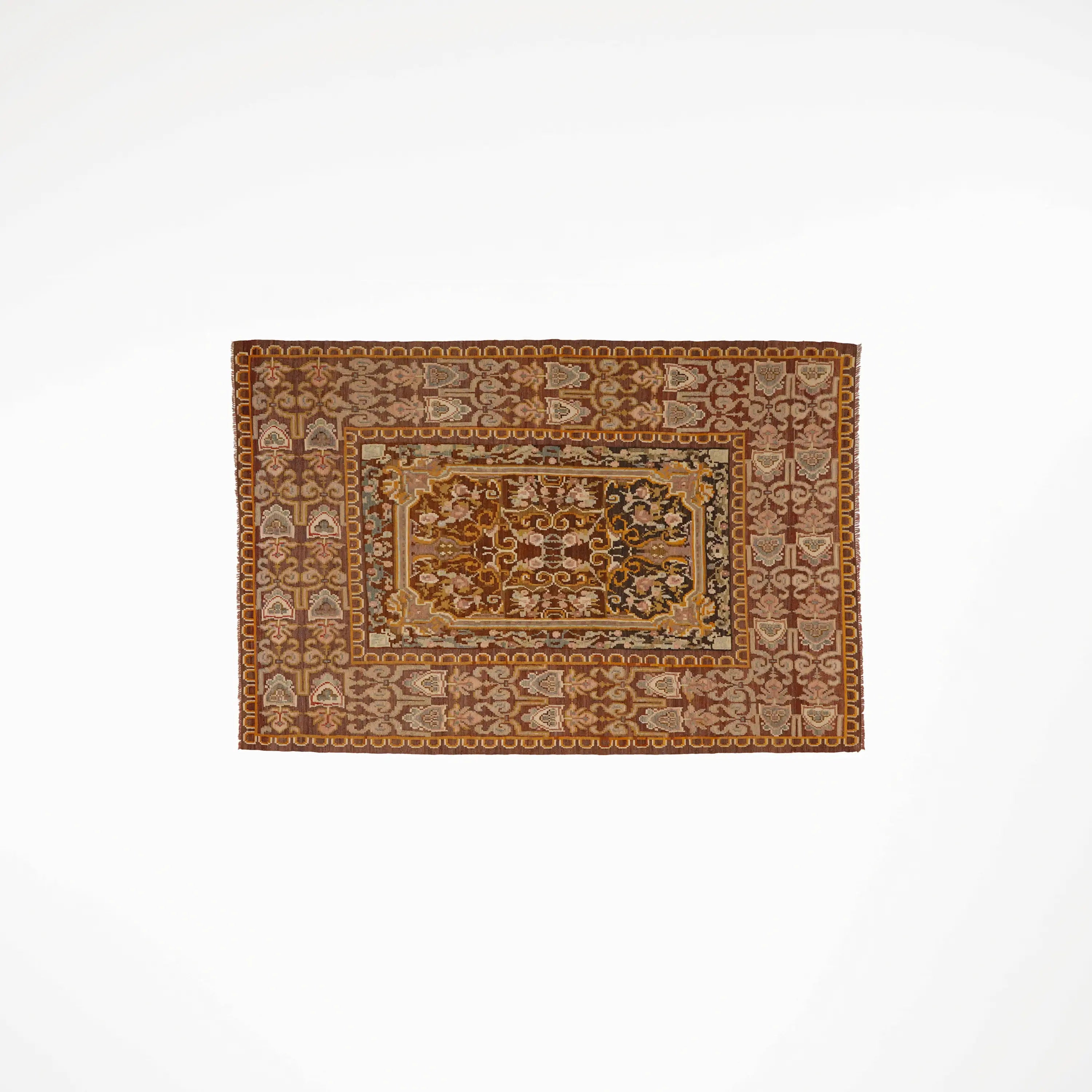 Karabağ Desenli El Dokuma Kahverengi Kilim