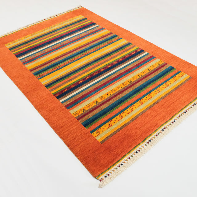Karnaval Serisi Tezgah Dokuma Şal Desenli Turuncu Halı, 60x90 – 197x279 cm — Halıcızade
