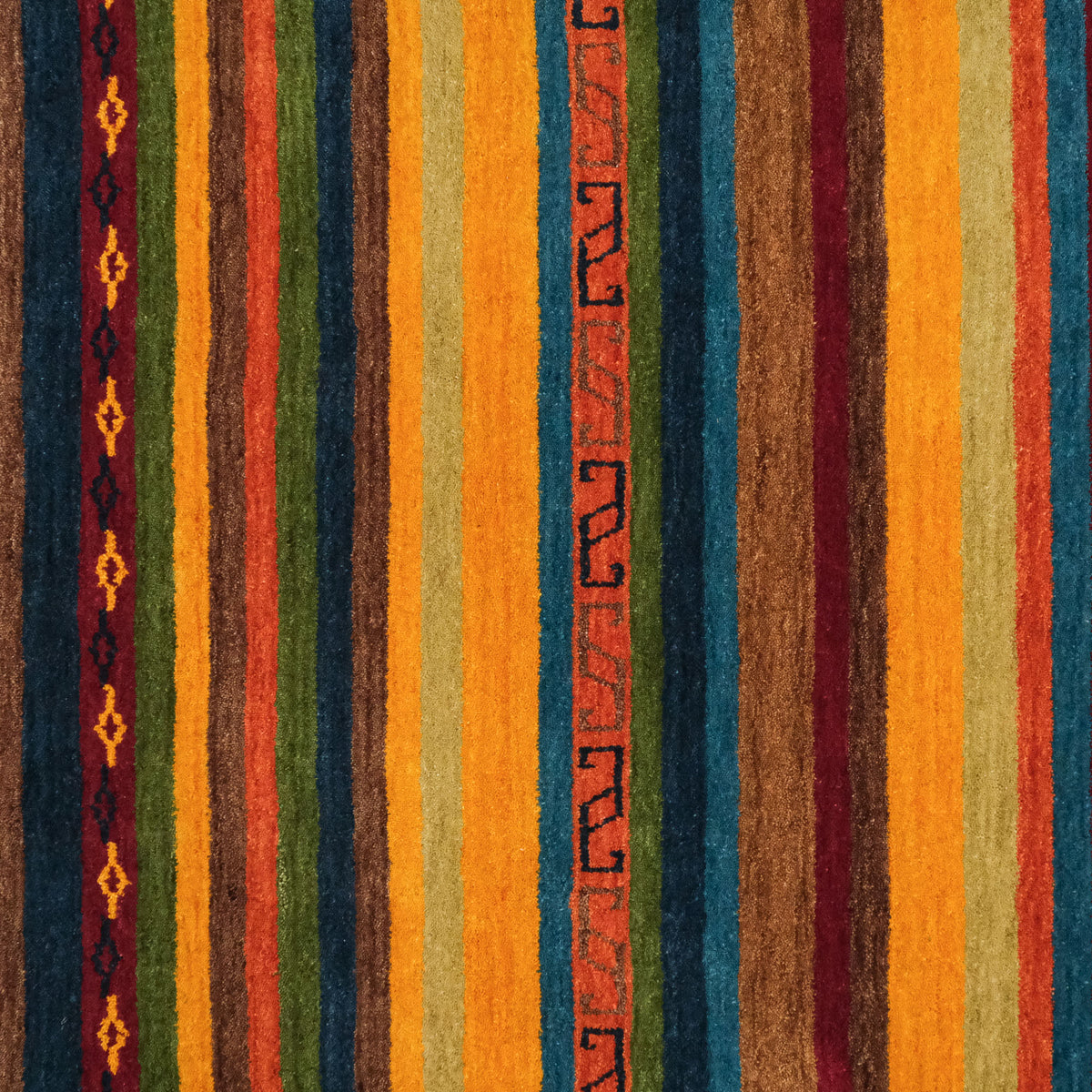 Red Shawl-Pattern Loom-Woven Wool Rug, Karnaval Series — kitchen rug