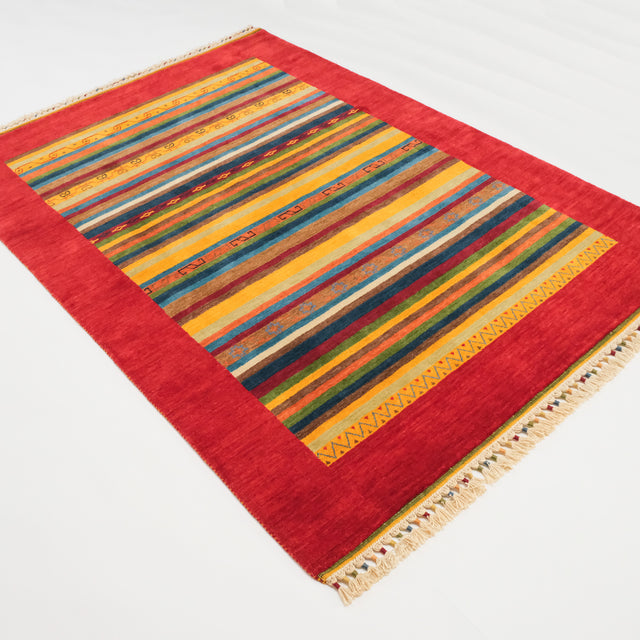 Karnaval Serisi Şal Desenli Tezgah Dokuma Etnik Genç Odası Halısı, kırmızı, 60x90 – 153x217 cm — Halıcızade