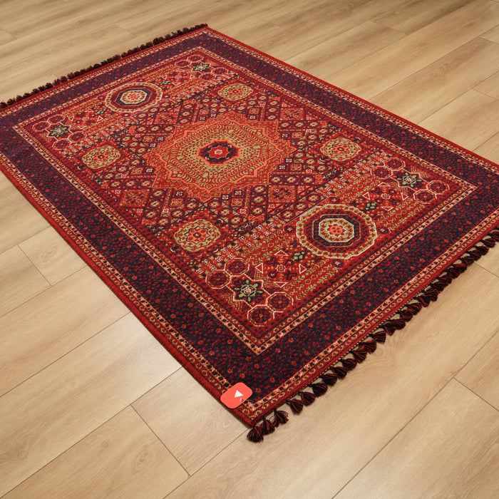 Kehribar serisi Memlük desenli akrilik halı, bordo, 120x180 cm — Halıcızade