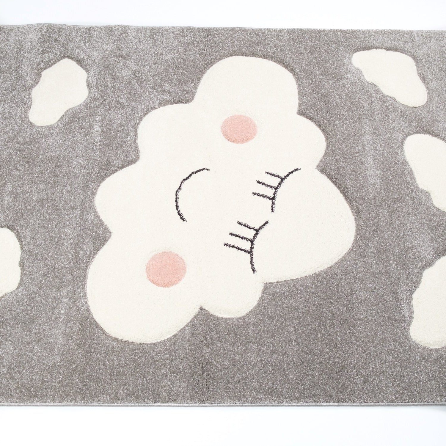 Kids Serisi Bulut Desenli Gri Bebek ve Çocuk Odası Halısı