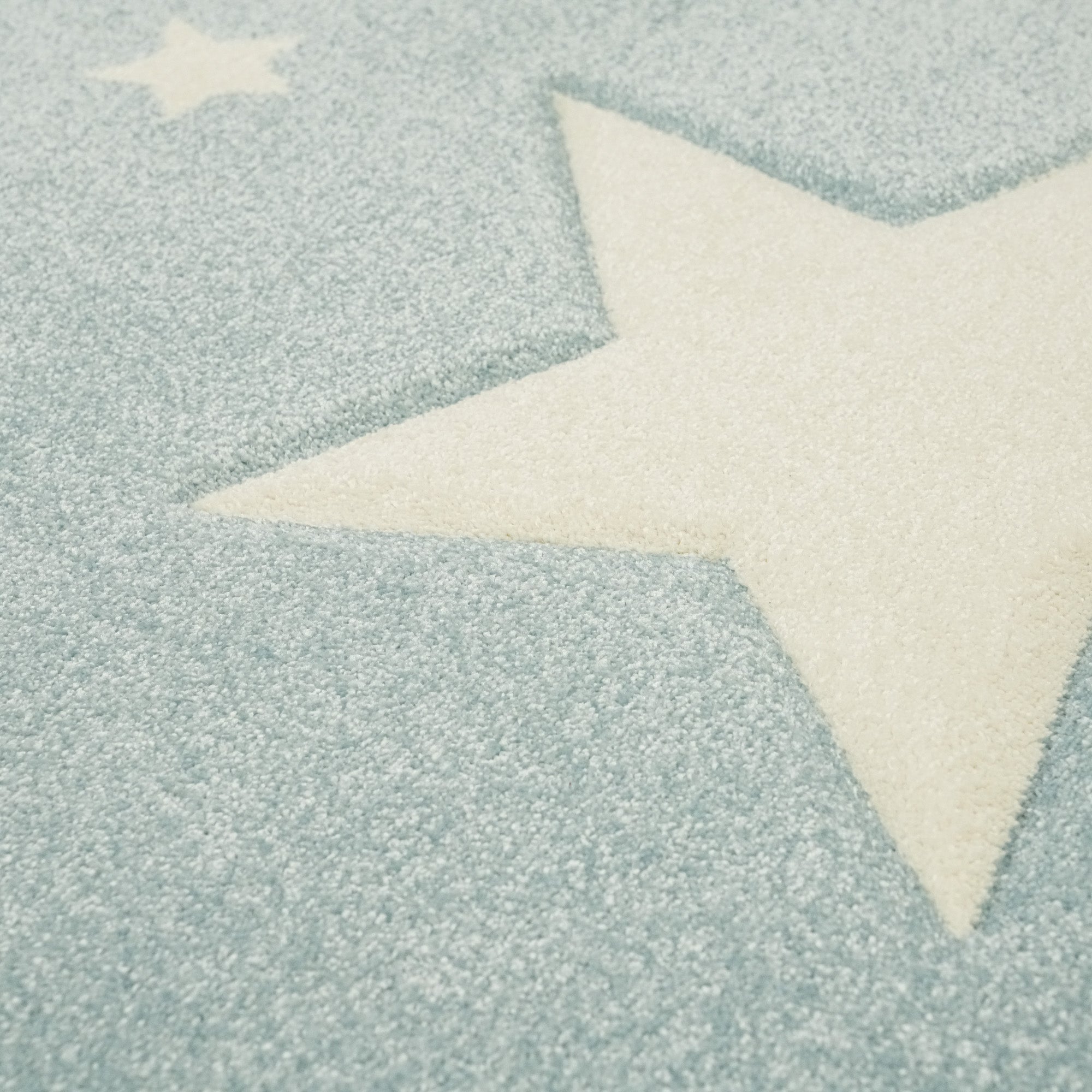 Kids Series Star Patterned Blue Carpet
