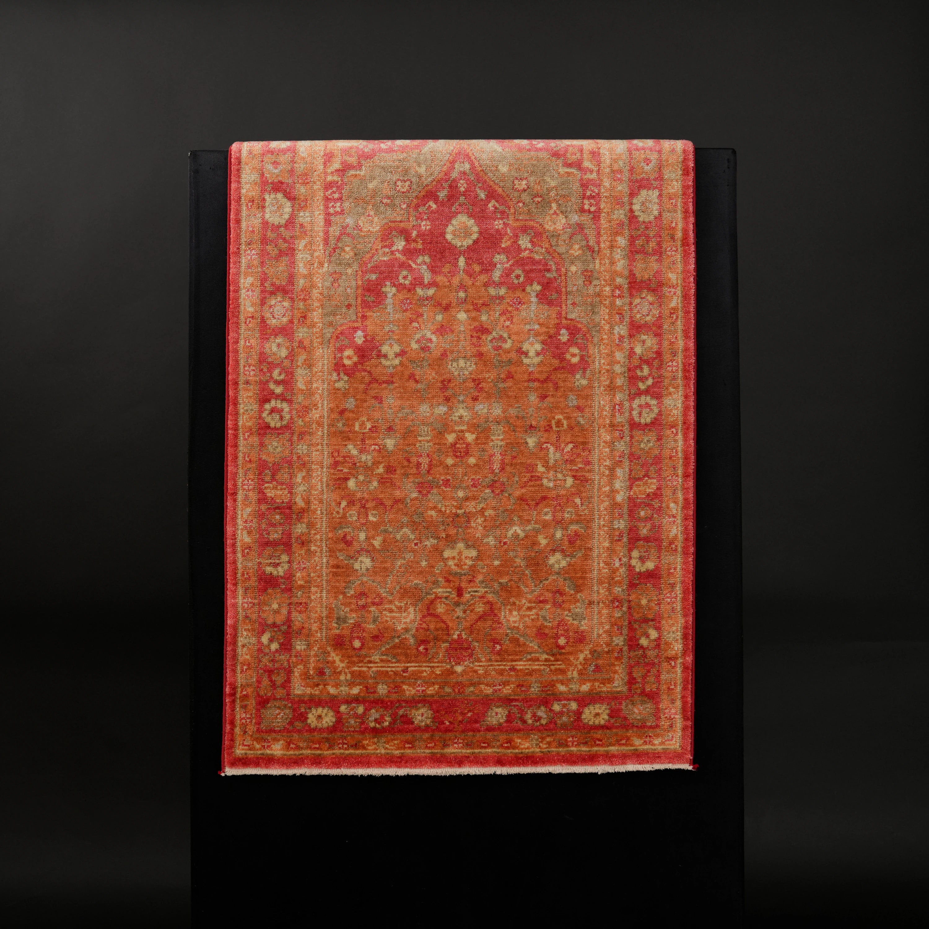 Red Tencel Loom Woven Prayer Rug