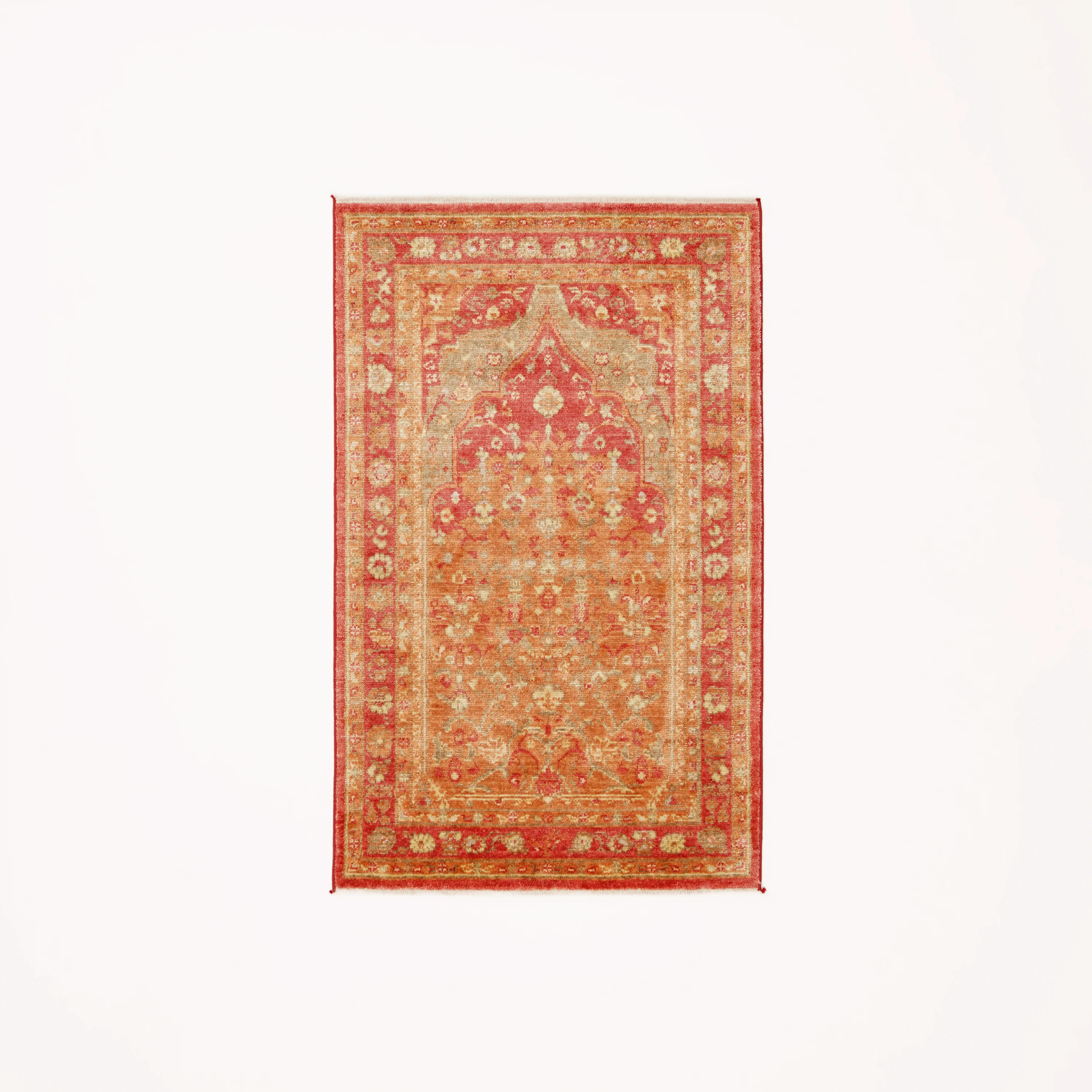 Red Tencel Loom Woven Prayer Rug