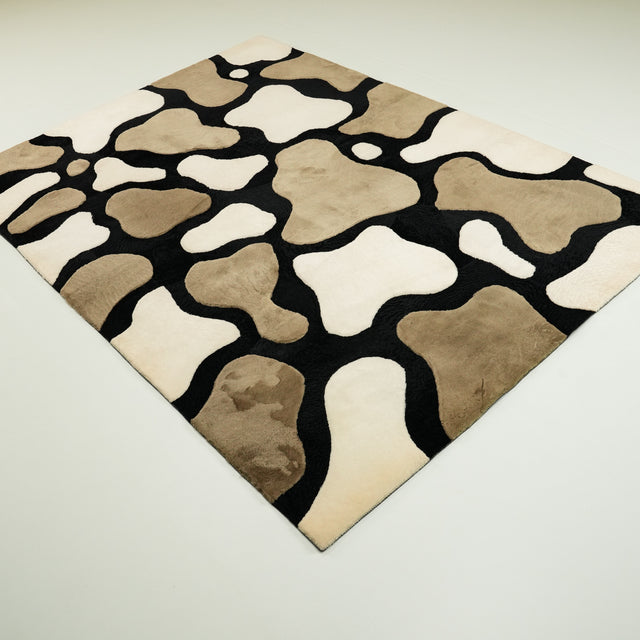 Krem Soyut Desenli Kuzu Postu Halı, 168x238 cm — Halıcızade