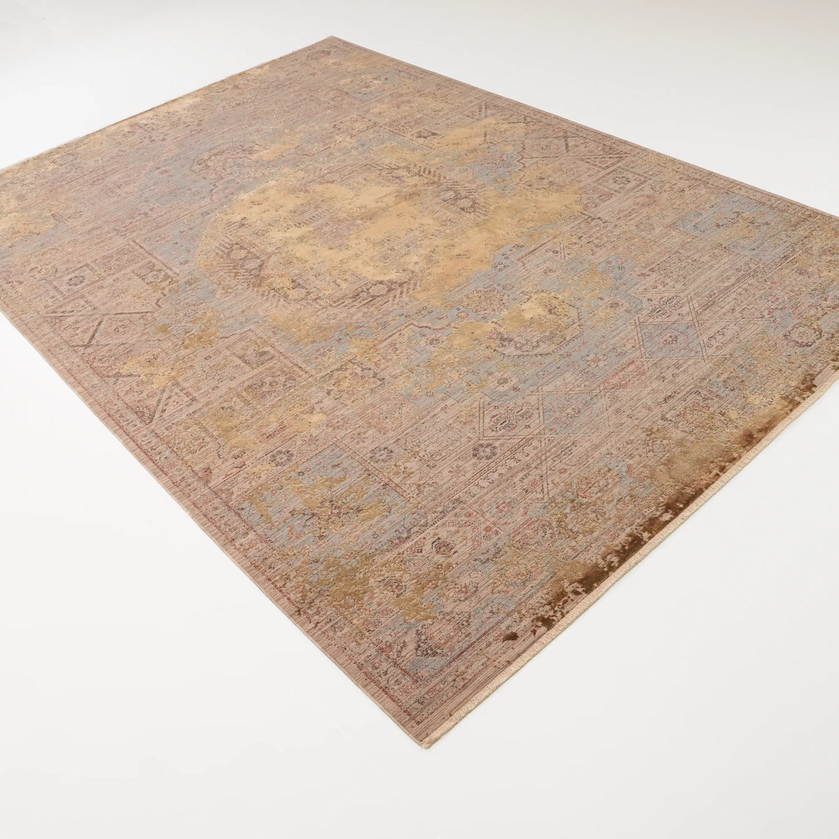 La Paz Serisi Vintage Desenli Kahverengi Viskon Halı, 160x230 – 200x290 cm — Halıcızade