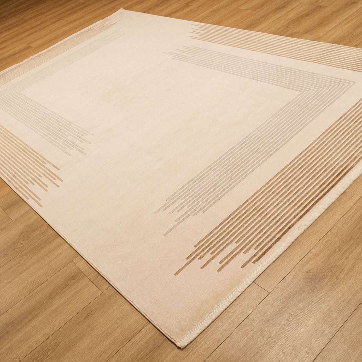Lugano Serisi Makine Dokuma Çerçeve Desenli Krem Halı, 200x290 cm — Halıcızade