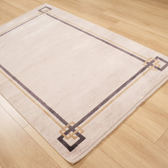Lugano Serisi Makine Dokuma Çerçeve Desenli Modern Halı, gri, 120x180 – 160x230 cm — Halıcızade