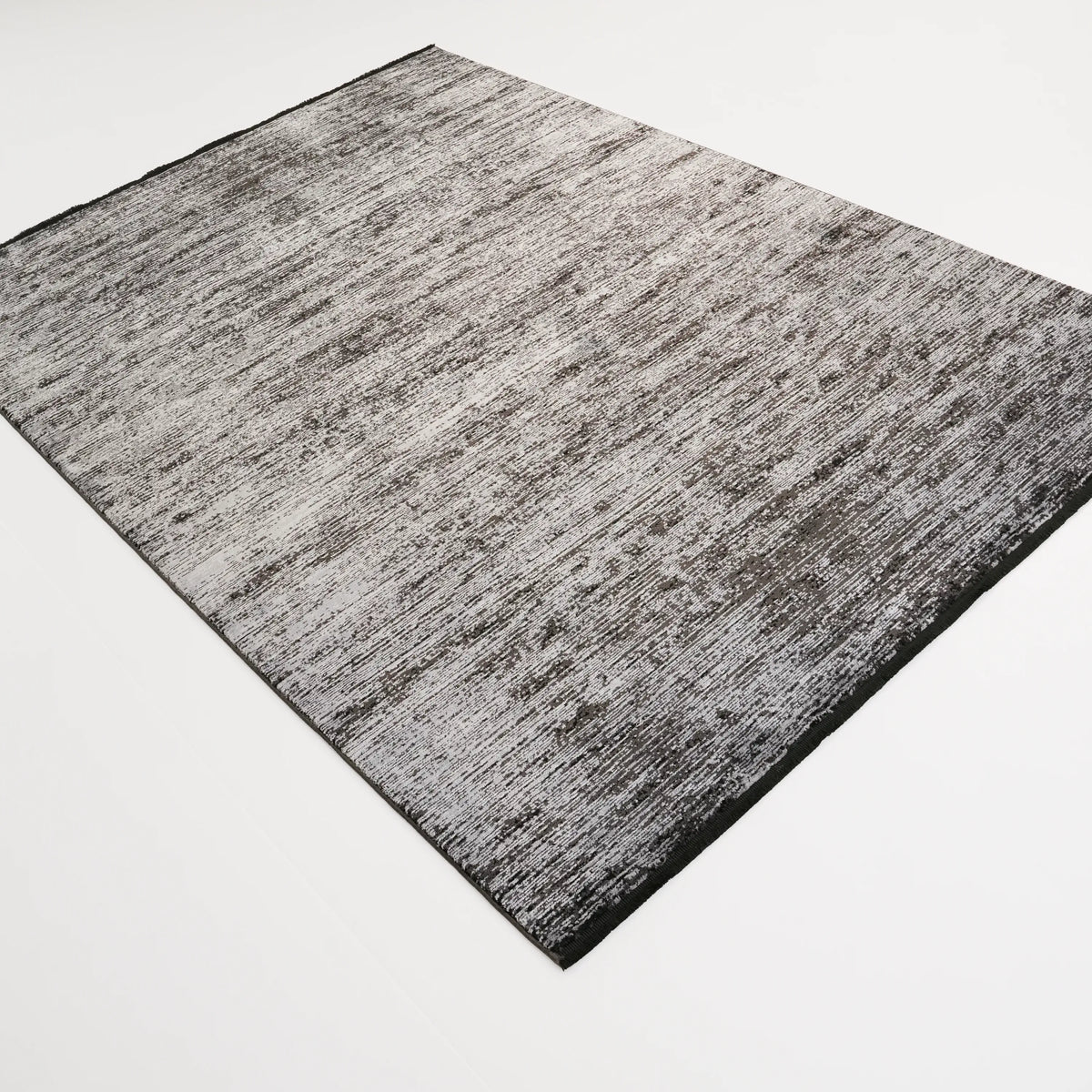 Lugano Serisi Soyut Desenli Siyah Viskon Halı, 160x230 cm — Halıcızade