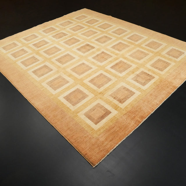 Mahal Series Hand-Woven Geometric Patterned Brown Wool Rug, 249×295 cm Translation missing: en.hz.card.alt_brand