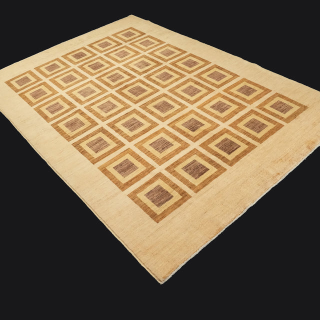Mahal Serisi El Dokuma Geometrik Desenli Krem Halı, 182x260 cm — Halıcızade