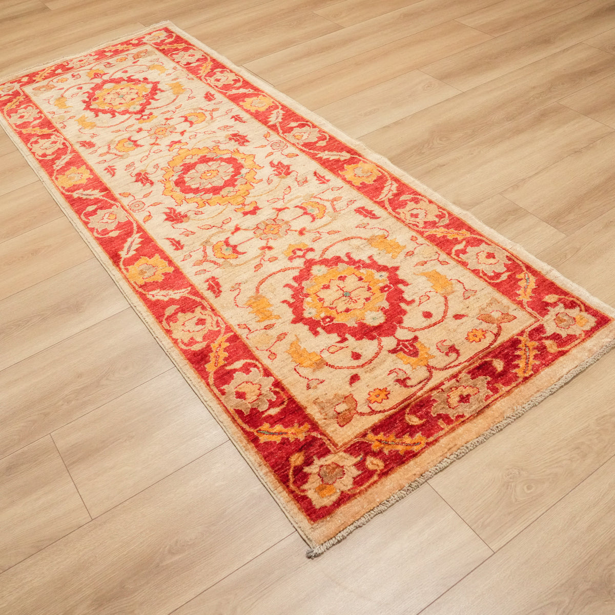 Mahal Serisi El Dokuma Uşak Desenli Kırmızı Yün Halı, 86x231 cm — Halıcızade