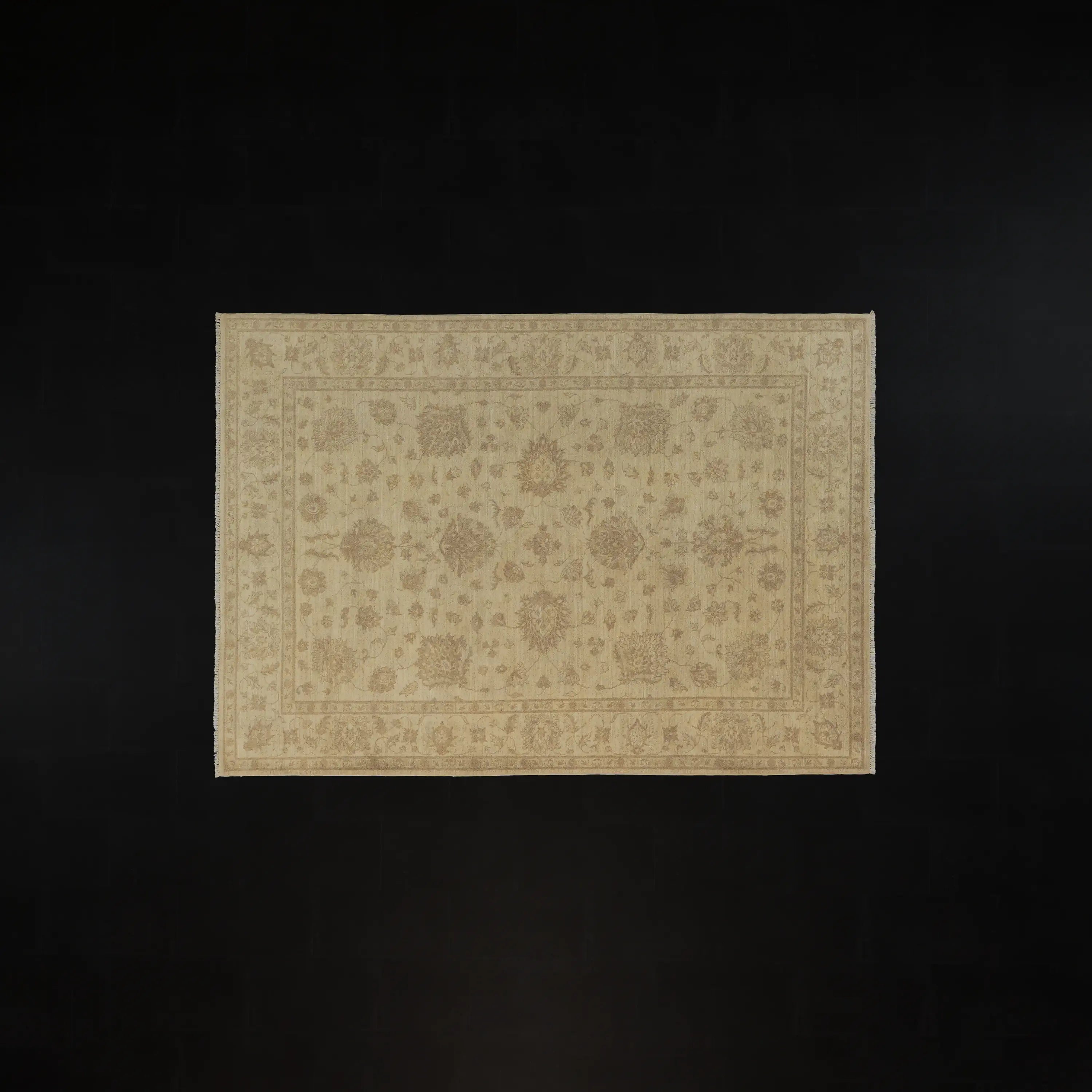 Mahal Series Handwoven Uşak Pattern Cream Wool Rug